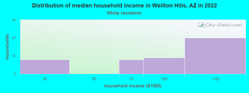 Distribution of median household income in Wellton Hills, AZ in 2022