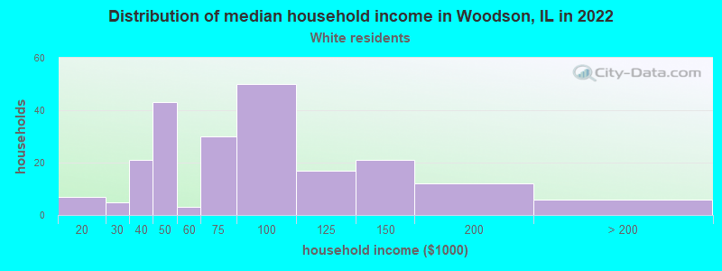 Distribution of median household income in Woodson, IL in 2022