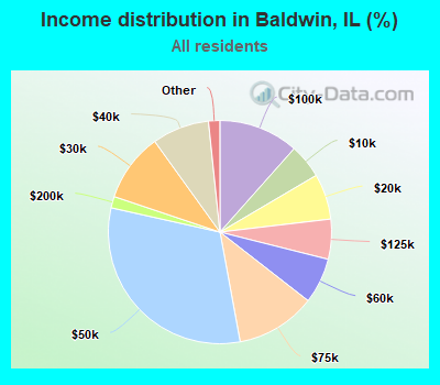 Income distribution in Baldwin, IL (%)