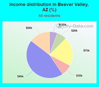 Income distribution in Beaver Valley, AZ (%)