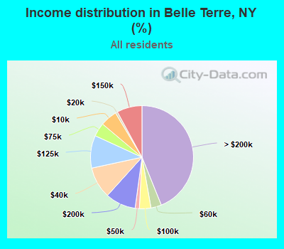 Income distribution in Belle Terre, NY (%)
