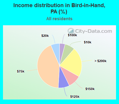 Income distribution in Bird-in-Hand, PA (%)