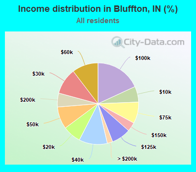 Income distribution in Bluffton, IN (%)