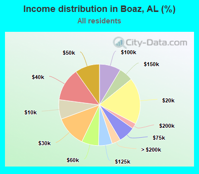 Income distribution in Boaz, AL (%)