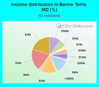 Income distribution in Bonne Terre, MO (%)