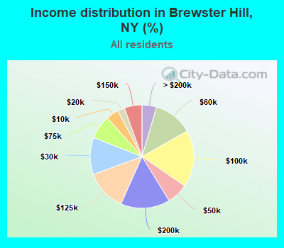 Income distribution in Brewster Hill, NY (%)