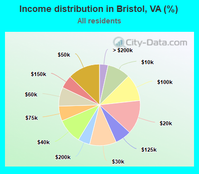 Income distribution in Bristol, VA (%)