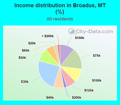 Income distribution in Broadus, MT (%)