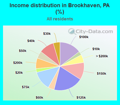 Income distribution in Brookhaven, PA (%)