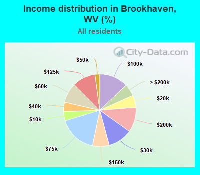Income distribution in Brookhaven, WV (%)