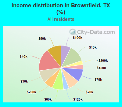 Income distribution in Brownfield, TX (%)