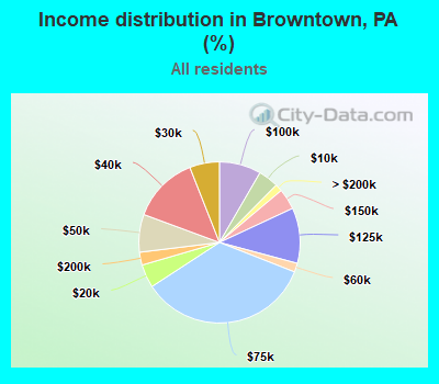Income distribution in Browntown, PA (%)