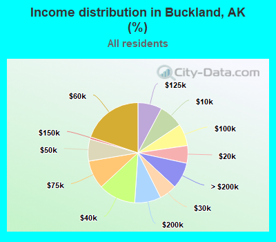 Income distribution in Buckland, AK (%)