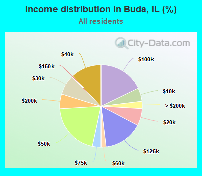 Income distribution in Buda, IL (%)