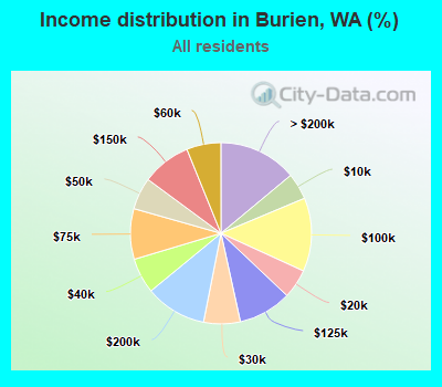 Income distribution in Burien, WA (%)