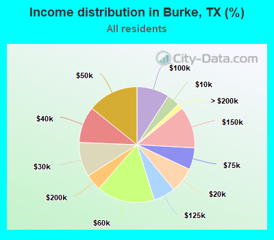 Income distribution in Burke, TX (%)
