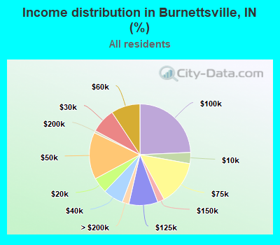 Income distribution in Burnettsville, IN (%)