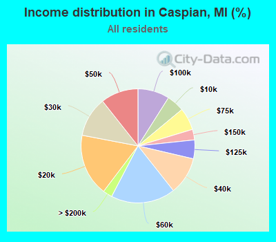 Income distribution in Caspian, MI (%)