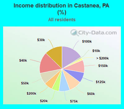 Income distribution in Castanea, PA (%)