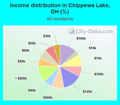 Income distribution in Chippewa Lake, OH (%)