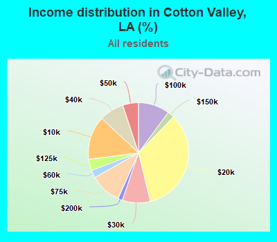 Income distribution in Cotton Valley, LA (%)