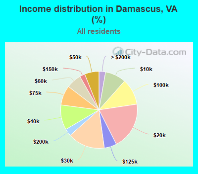 Income distribution in Damascus, VA (%)