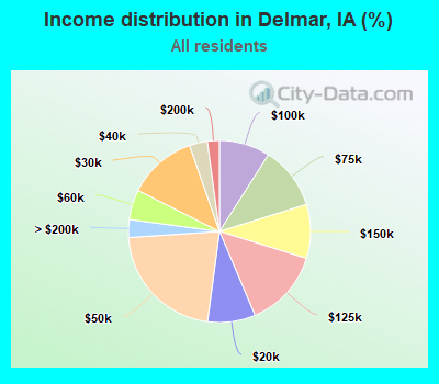 Income distribution in Delmar, IA (%)