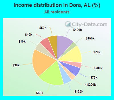 Income distribution in Dora, AL (%)