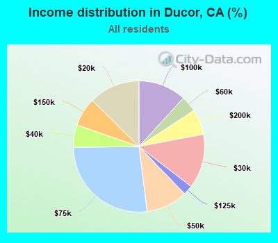 Income distribution in Ducor, CA (%)