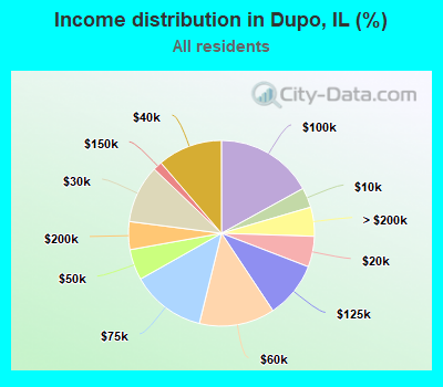 Income distribution in Dupo, IL (%)