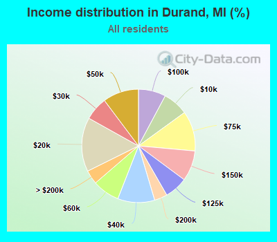 Income distribution in Durand, MI (%)