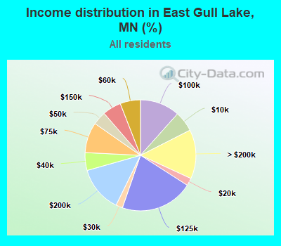 Income distribution in East Gull Lake, MN (%)