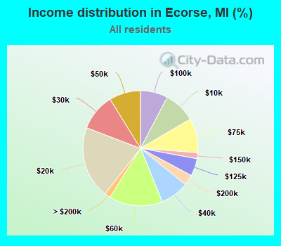 Income distribution in Ecorse, MI (%)