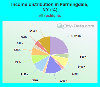 Income distribution in Farmingdale, NY (%)