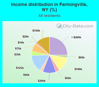 Income distribution in Farmingville, NY (%)