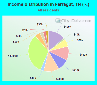Income distribution in Farragut, TN (%)