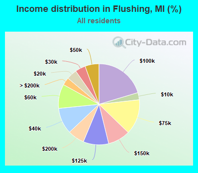 Income distribution in Flushing, MI (%)