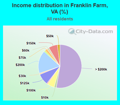 Income distribution in Franklin Farm, VA (%)
