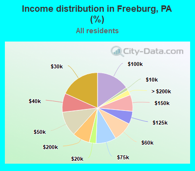 Income distribution in Freeburg, PA (%)