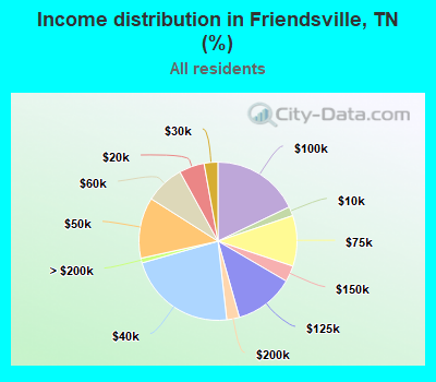 Income distribution in Friendsville, TN (%)