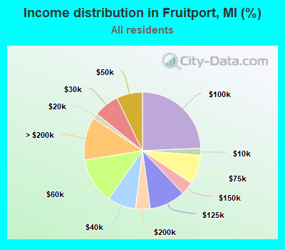 Income distribution in Fruitport, MI (%)
