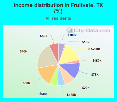 Income distribution in Fruitvale, TX (%)