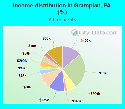 Income distribution in Grampian, PA (%)