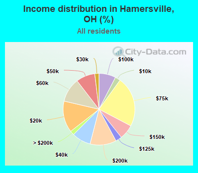 Income distribution in Hamersville, OH (%)