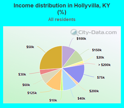Income distribution in Hollyvilla, KY (%)