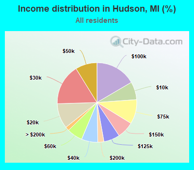 Income distribution in Hudson, MI (%)