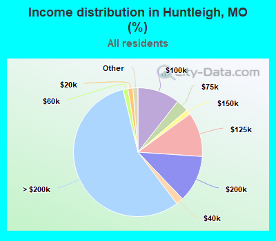 Income distribution in Huntleigh, MO (%)