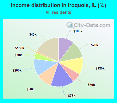 Income distribution in Iroquois, IL (%)