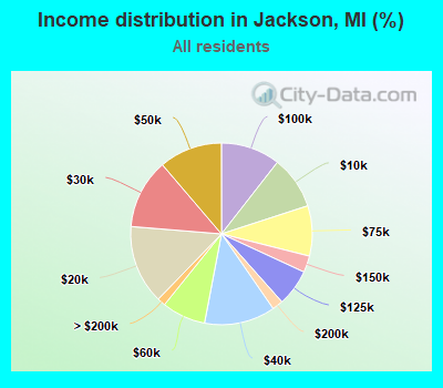 Income distribution in Jackson, MI (%)