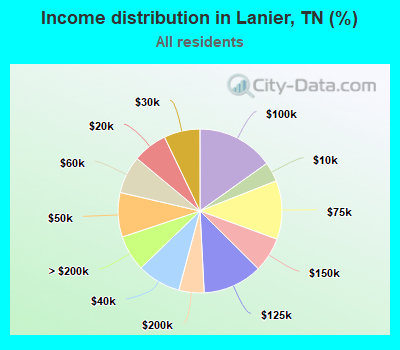 Income distribution in Lanier, TN (%)